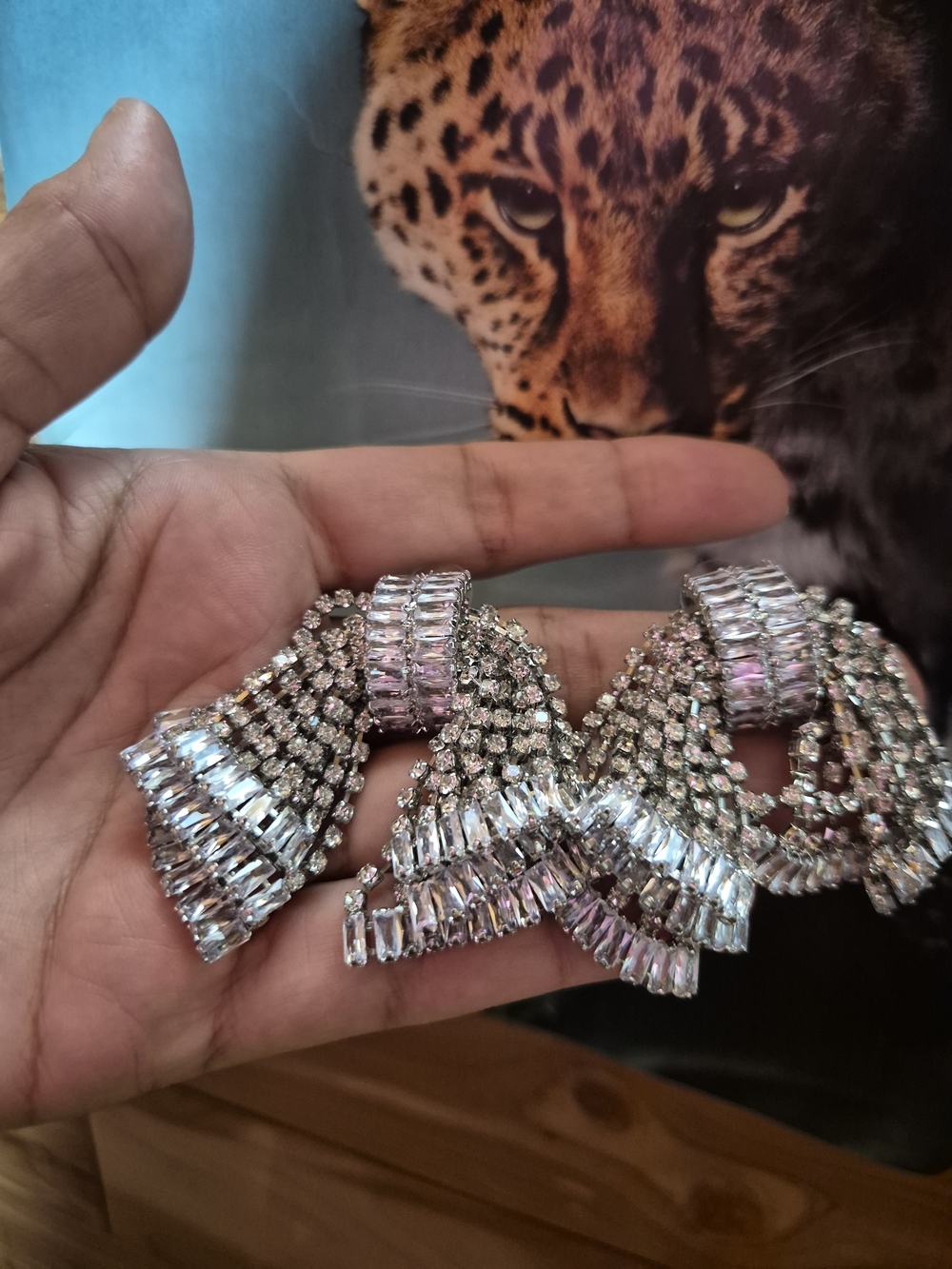 Rhinestone Cascade Drop Fashion Earrings - Silver Crystal